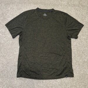Prana Mens T Shirt Size L Olive Black Stripe Short Sleeve Athleisure